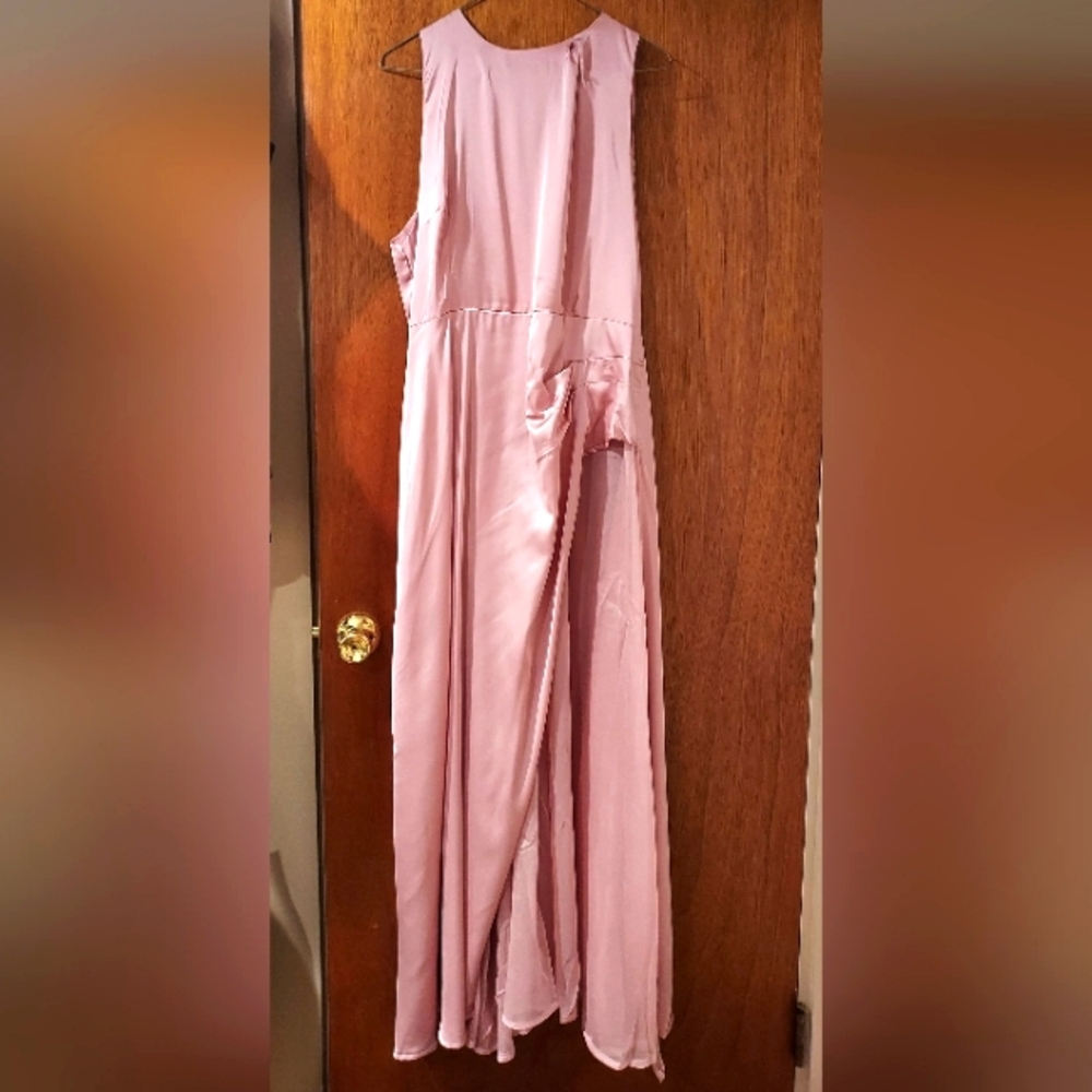 Misslook Floorlength Light Pink Slit Dress (3XL)